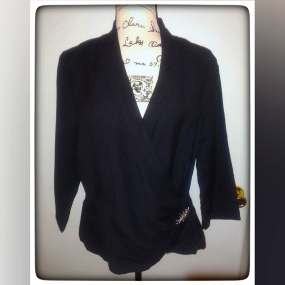 Tops - Jillian Jones Black Linen Wrap Around Top Sz 12